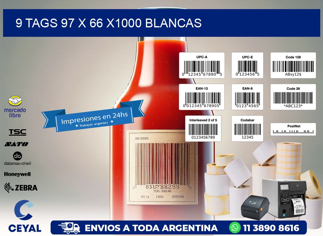 9 TAGS 97 x 66 X1000 BLANCAS