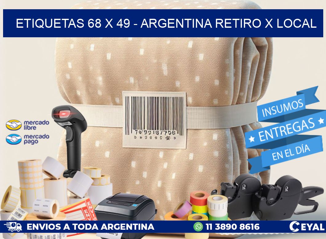 ETIQUETAS 68 x 49 - ARGENTINA RETIRO X LOCAL