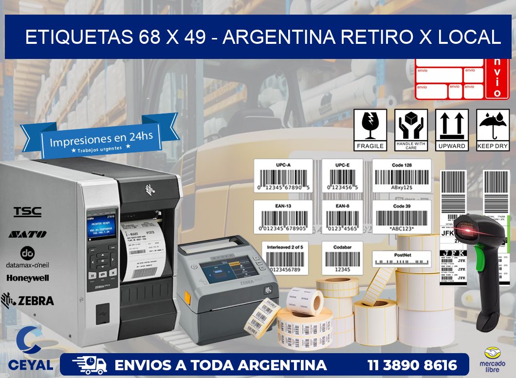 ETIQUETAS 68 x 49 - ARGENTINA RETIRO X LOCAL