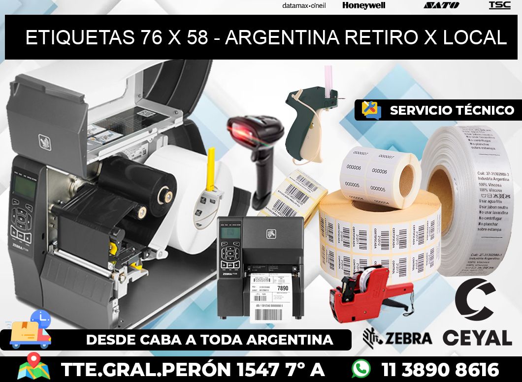 ETIQUETAS 76 x 58 - ARGENTINA RETIRO X LOCAL