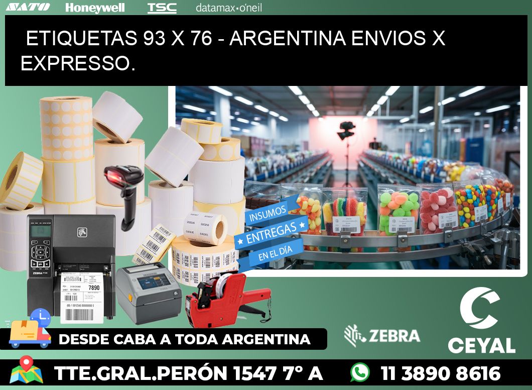 ETIQUETAS 93 x 76 - ARGENTINA ENVIOS X EXPRESSO.