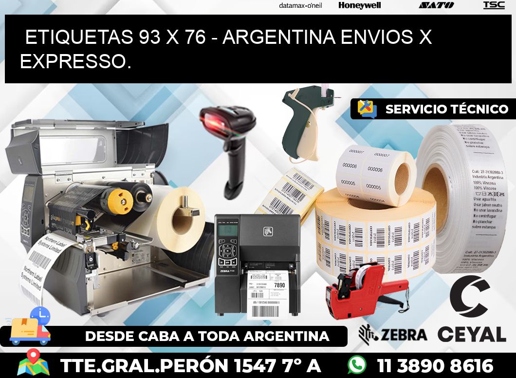 ETIQUETAS 93 x 76 - ARGENTINA ENVIOS X EXPRESSO.