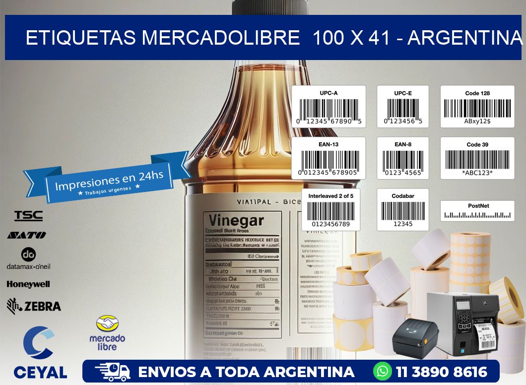 ETIQUETAS MERCADOLIBRE  100 x 41 - ARGENTINA