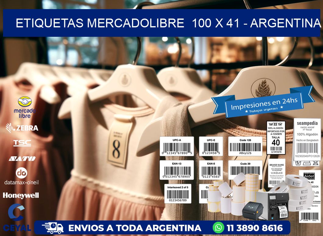 ETIQUETAS MERCADOLIBRE  100 x 41 - ARGENTINA