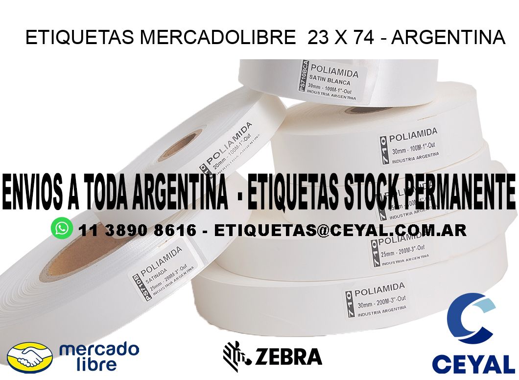 ETIQUETAS MERCADOLIBRE  23 x 74 - ARGENTINA