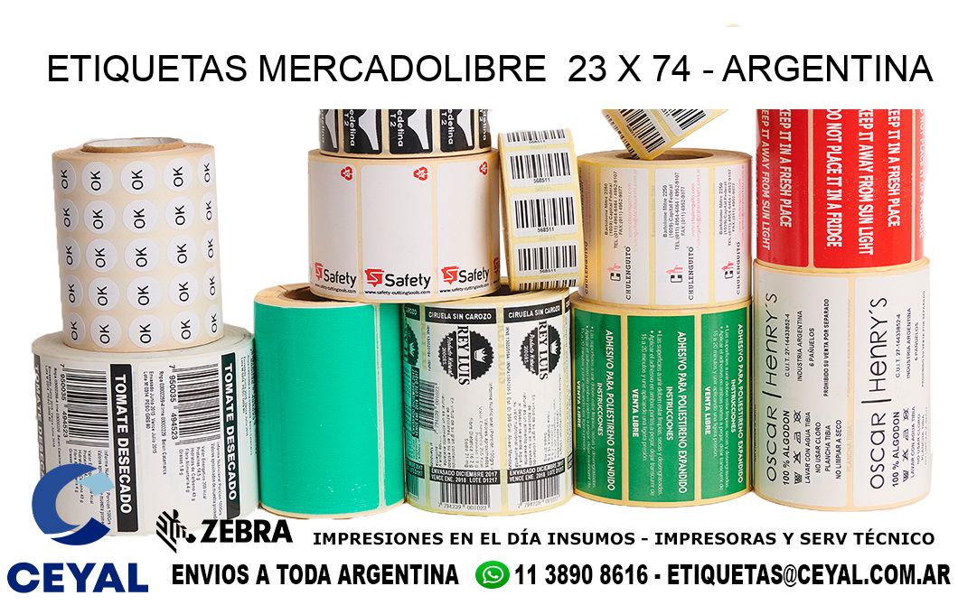 ETIQUETAS MERCADOLIBRE  23 x 74 - ARGENTINA