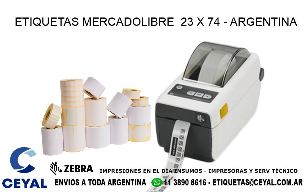 ETIQUETAS MERCADOLIBRE  23 x 74 - ARGENTINA