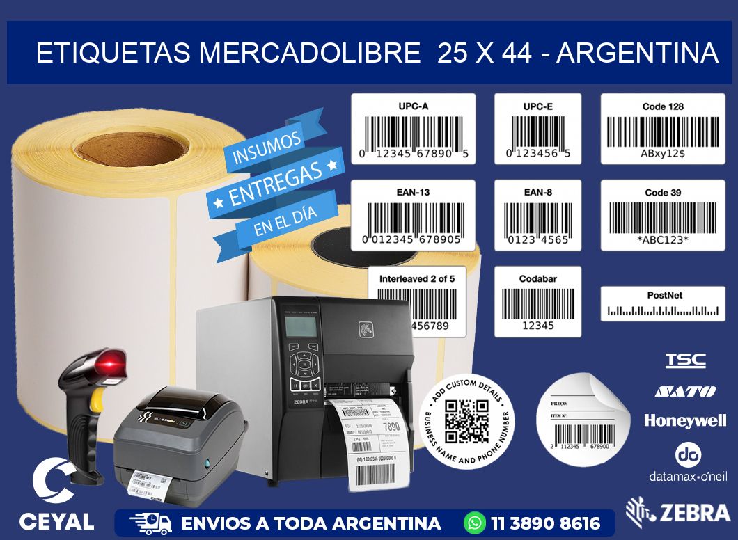 ETIQUETAS MERCADOLIBRE  25 x 44 - ARGENTINA