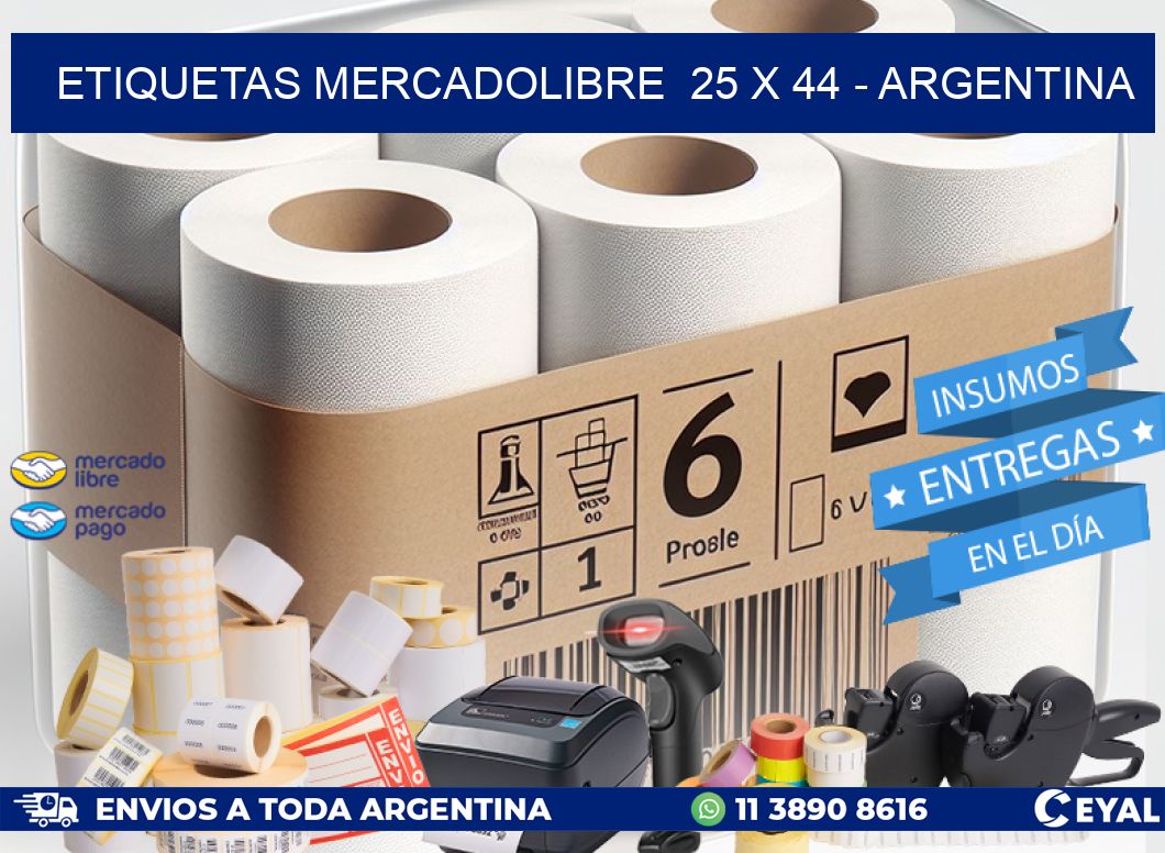 ETIQUETAS MERCADOLIBRE  25 x 44 - ARGENTINA