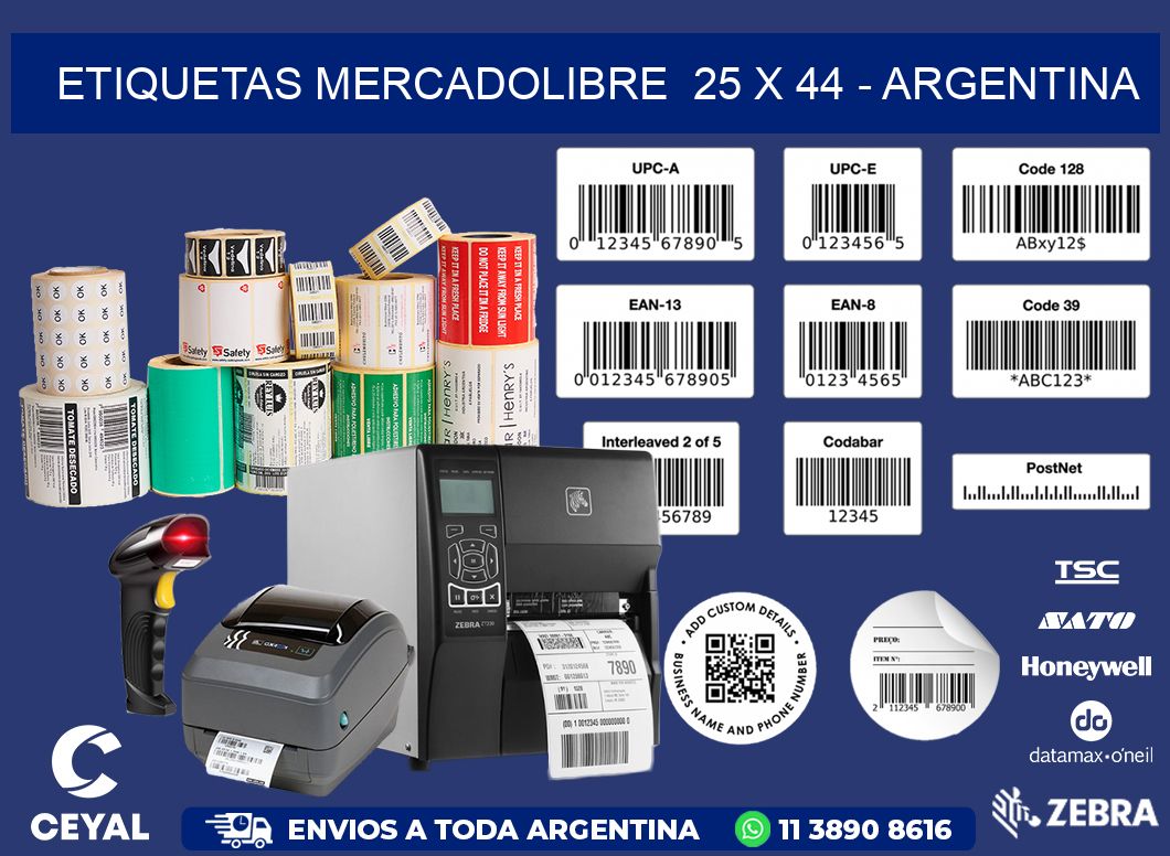 ETIQUETAS MERCADOLIBRE  25 x 44 - ARGENTINA