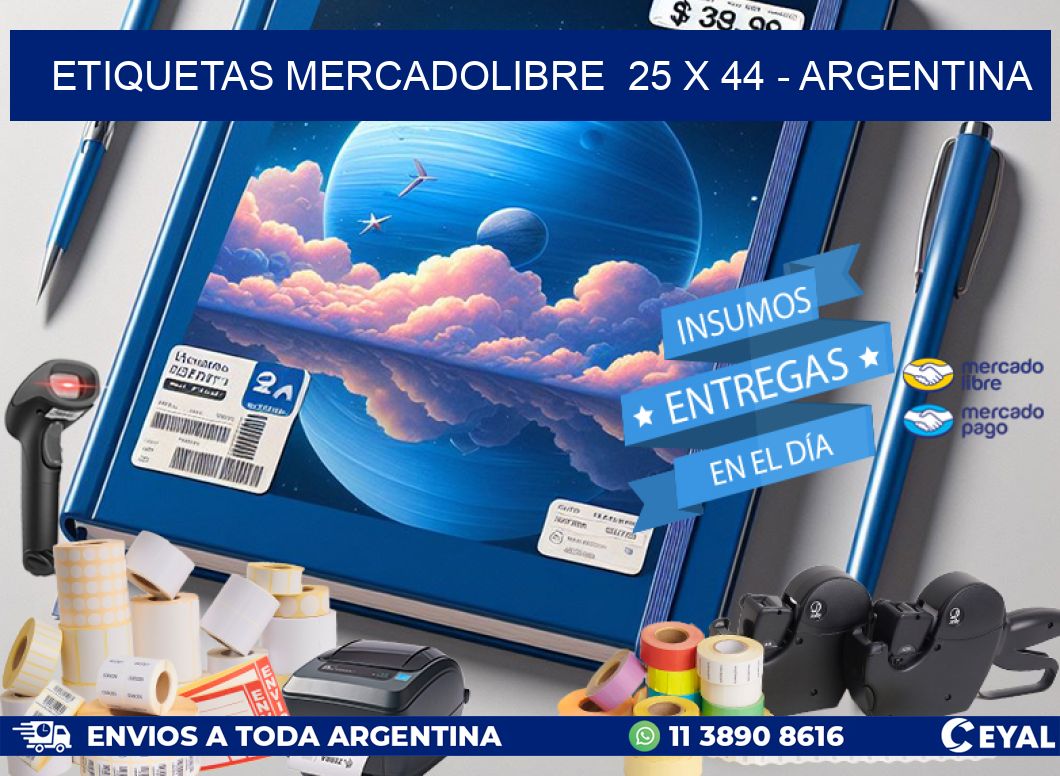 ETIQUETAS MERCADOLIBRE  25 x 44 - ARGENTINA