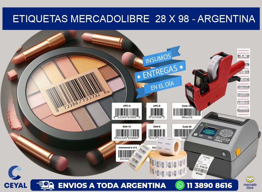 ETIQUETAS MERCADOLIBRE  28 x 98 - ARGENTINA