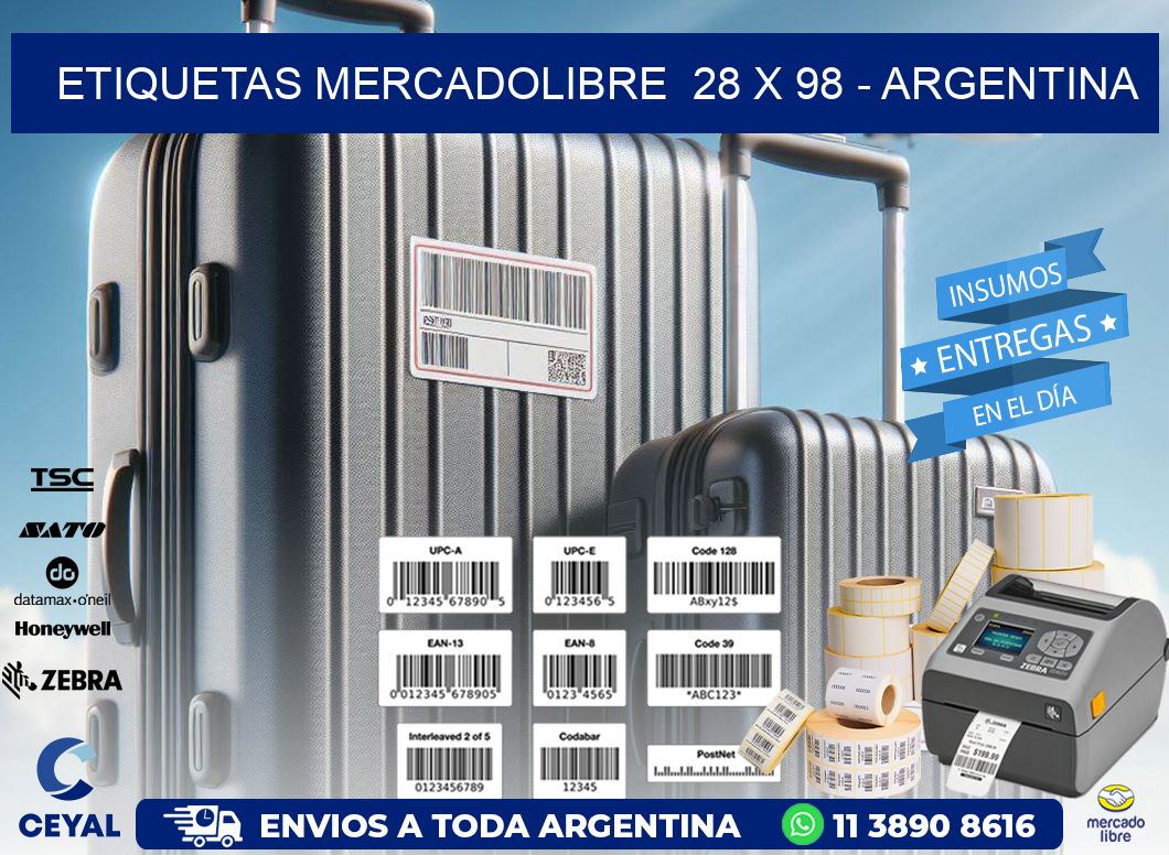 ETIQUETAS MERCADOLIBRE  28 x 98 - ARGENTINA