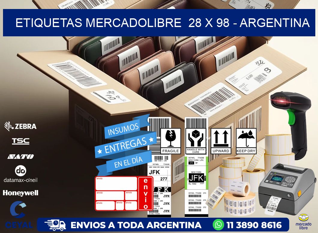 ETIQUETAS MERCADOLIBRE  28 x 98 - ARGENTINA