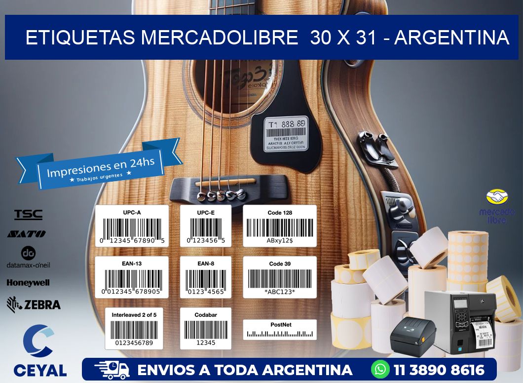 ETIQUETAS MERCADOLIBRE  30 x 31 - ARGENTINA