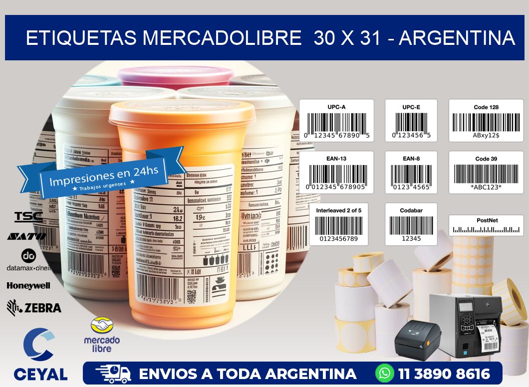 ETIQUETAS MERCADOLIBRE  30 x 31 - ARGENTINA