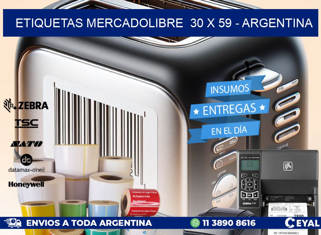 ETIQUETAS MERCADOLIBRE  30 x 59 - ARGENTINA