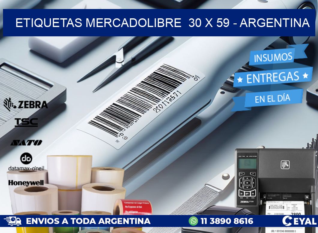 ETIQUETAS MERCADOLIBRE  30 x 59 - ARGENTINA