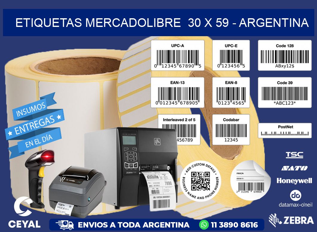 ETIQUETAS MERCADOLIBRE  30 x 59 - ARGENTINA