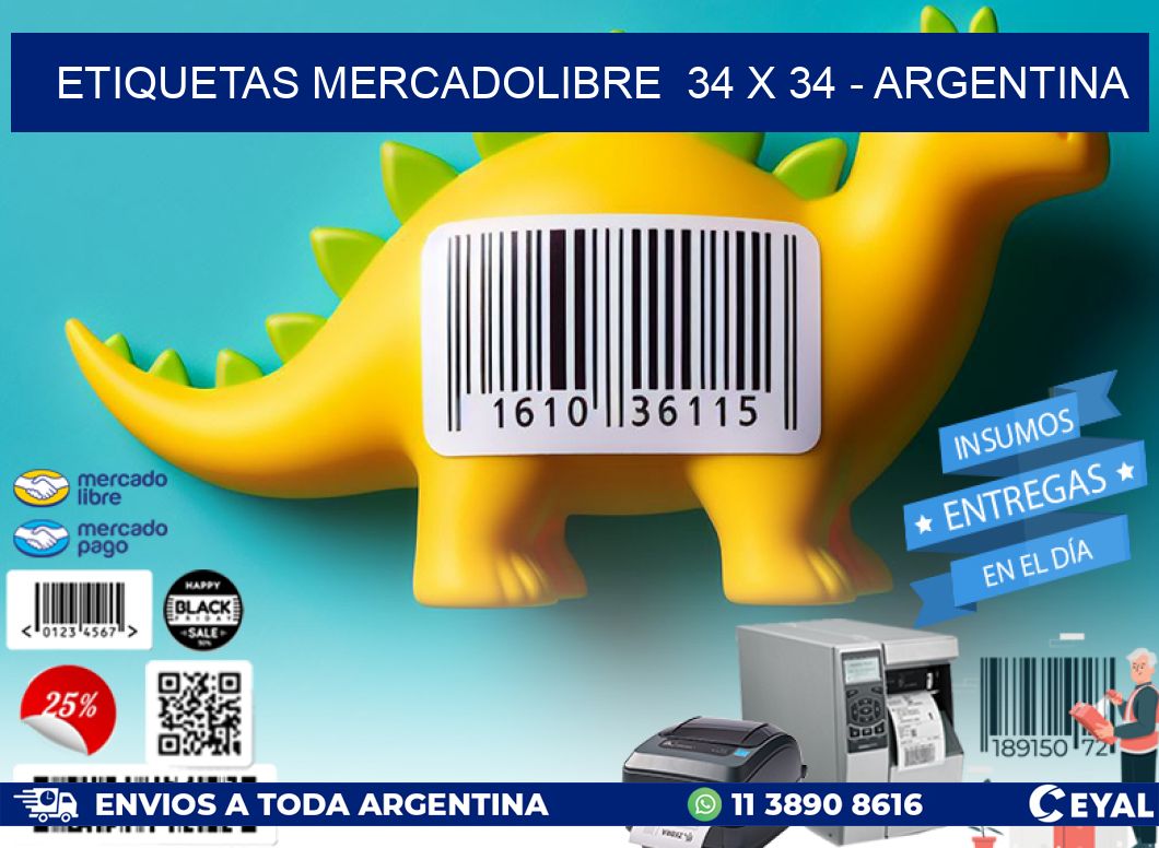 ETIQUETAS MERCADOLIBRE  34 x 34 - ARGENTINA