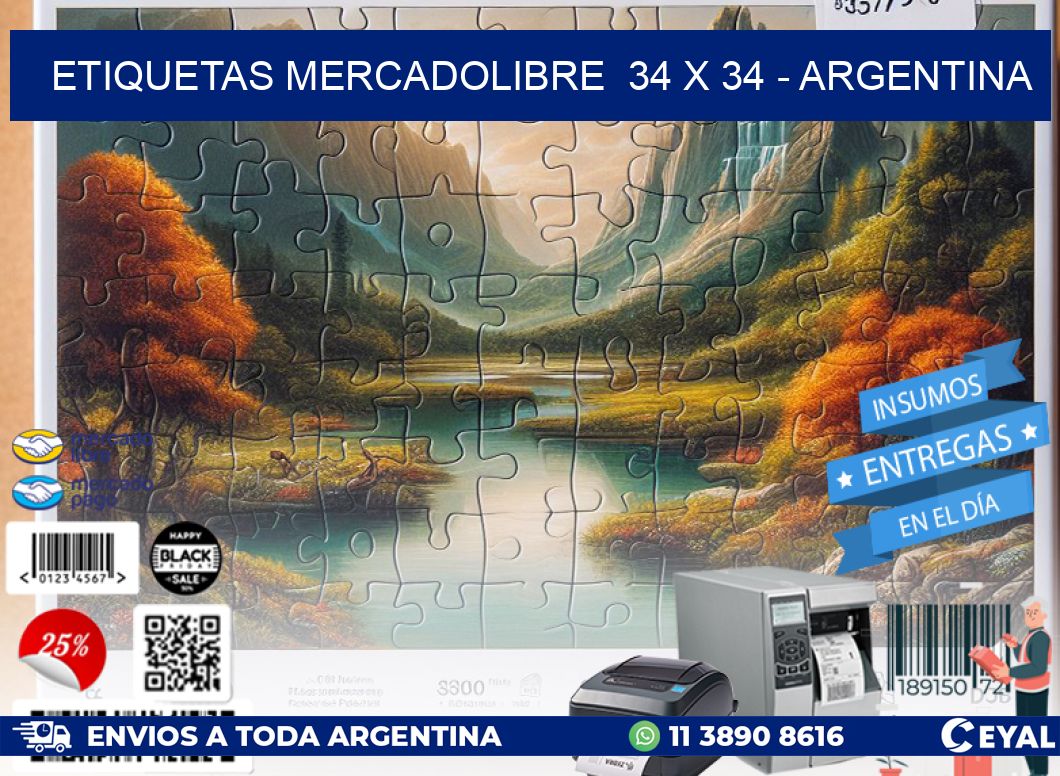 ETIQUETAS MERCADOLIBRE  34 x 34 - ARGENTINA