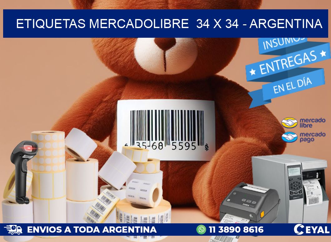 ETIQUETAS MERCADOLIBRE  34 x 34 - ARGENTINA