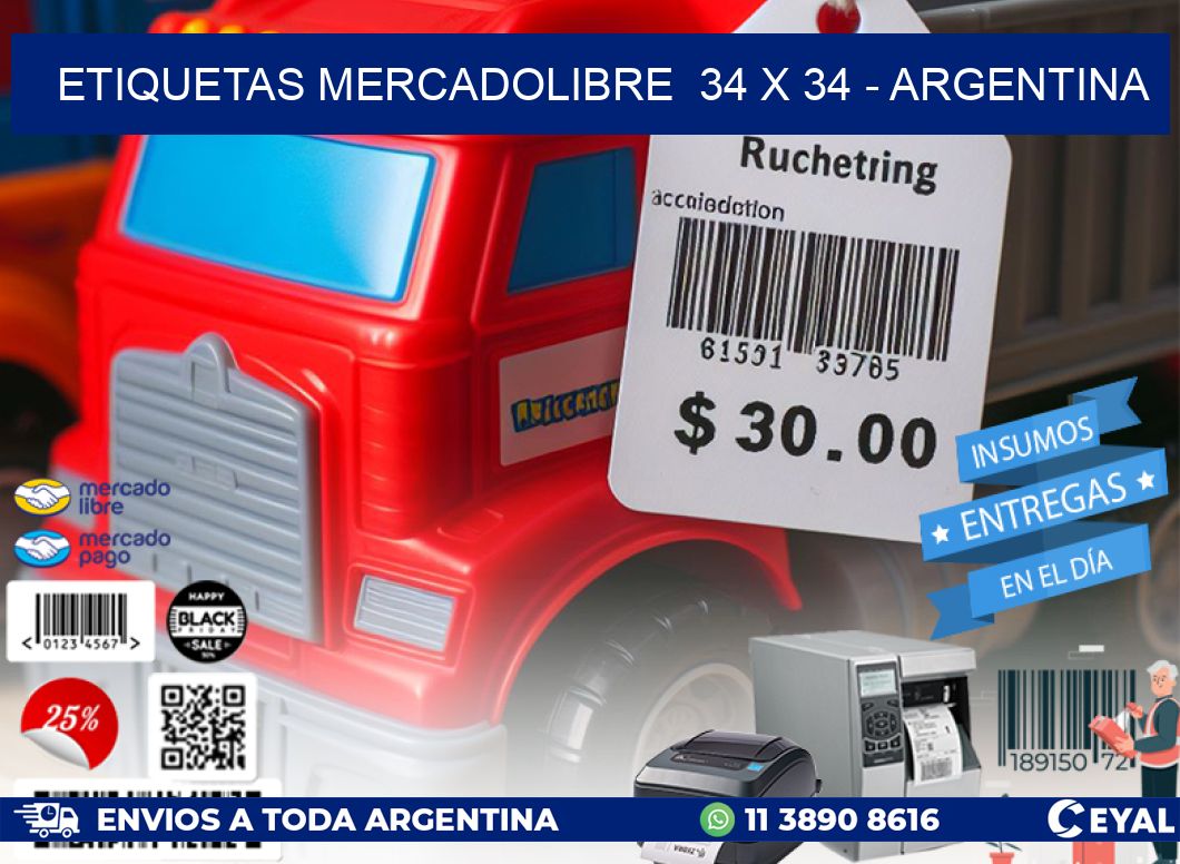 ETIQUETAS MERCADOLIBRE  34 x 34 - ARGENTINA