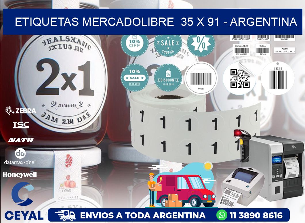 ETIQUETAS MERCADOLIBRE  35 x 91 - ARGENTINA