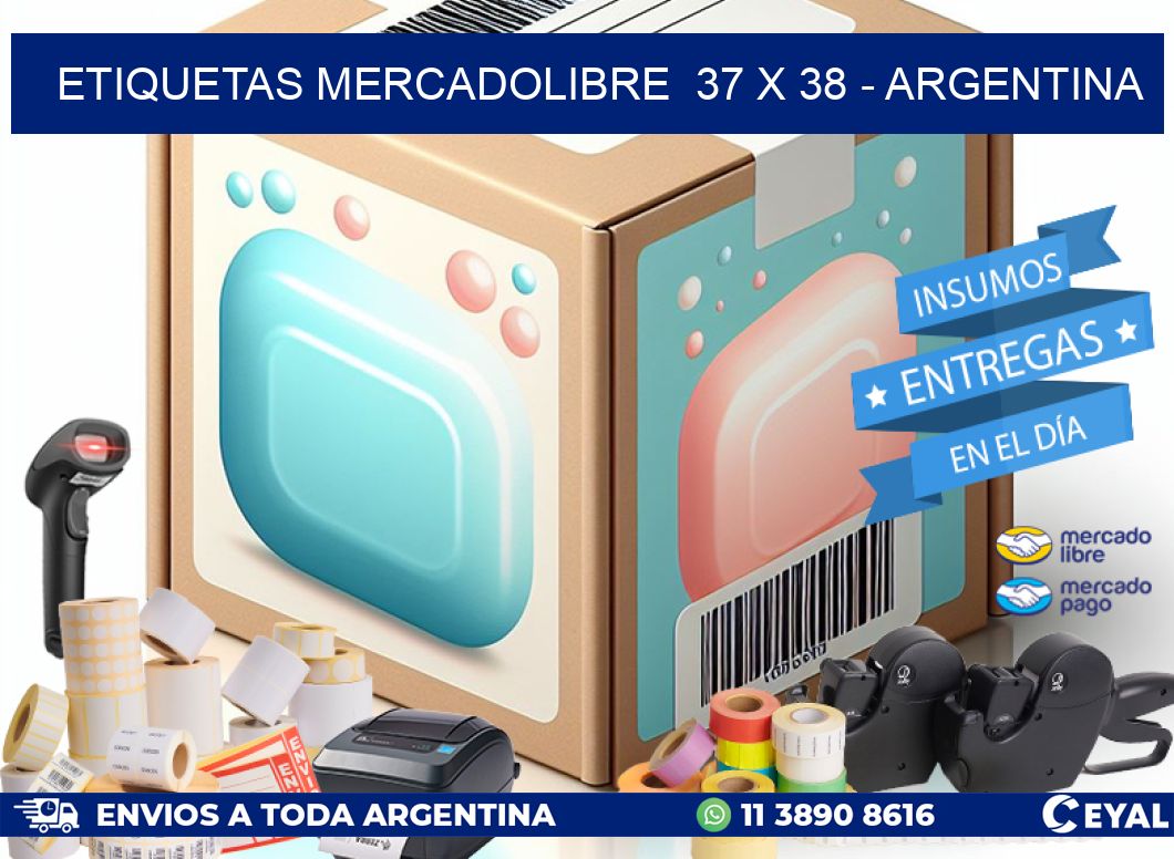 ETIQUETAS MERCADOLIBRE  37 x 38 - ARGENTINA