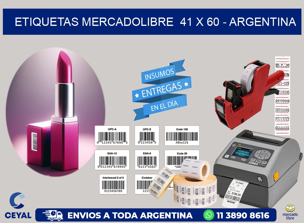 ETIQUETAS MERCADOLIBRE  41 x 60 - ARGENTINA