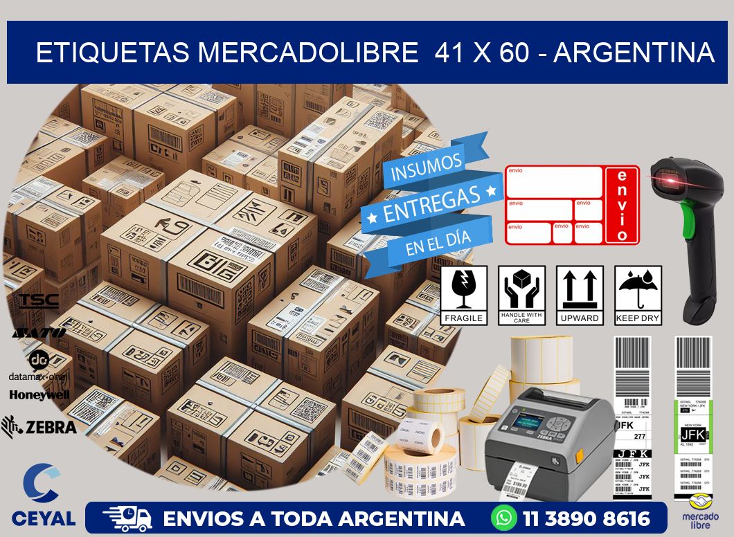 ETIQUETAS MERCADOLIBRE  41 x 60 - ARGENTINA