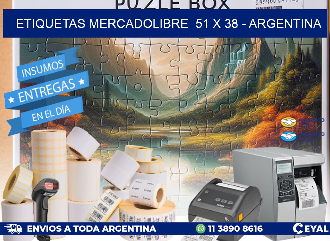 ETIQUETAS MERCADOLIBRE  51 x 38 - ARGENTINA