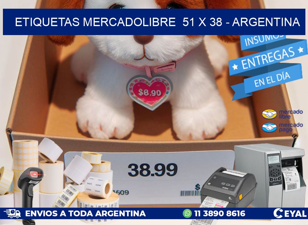 ETIQUETAS MERCADOLIBRE  51 x 38 - ARGENTINA