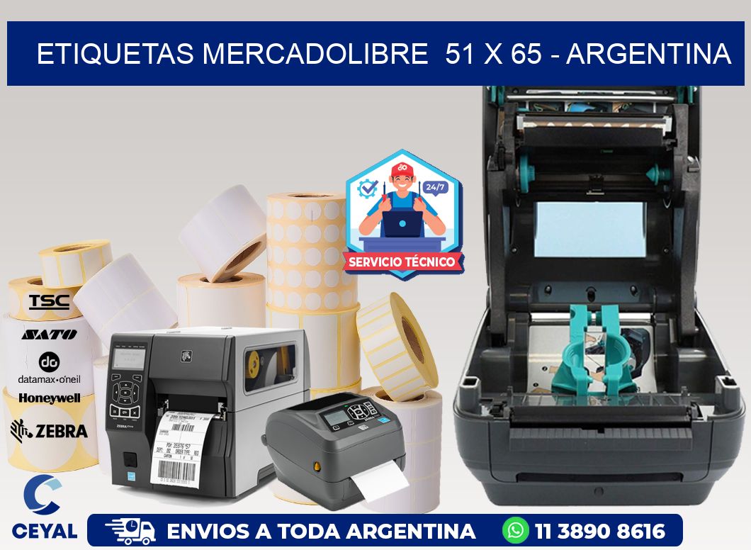 ETIQUETAS MERCADOLIBRE  51 x 65 - ARGENTINA