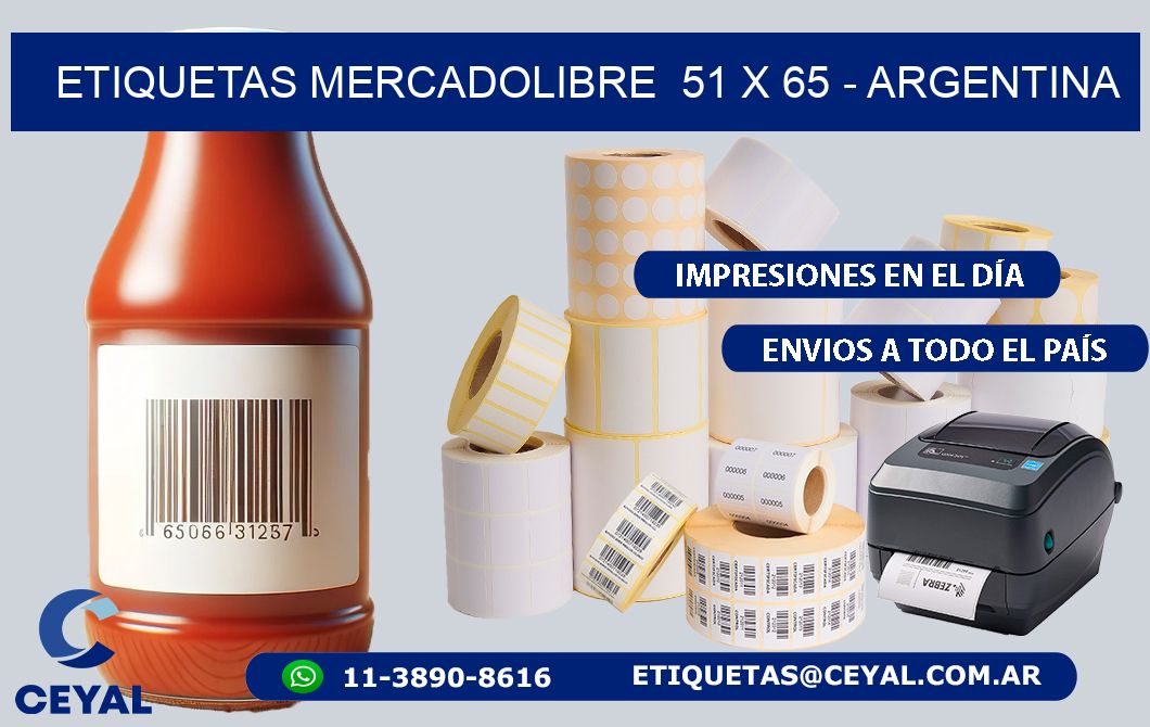 ETIQUETAS MERCADOLIBRE  51 x 65 - ARGENTINA