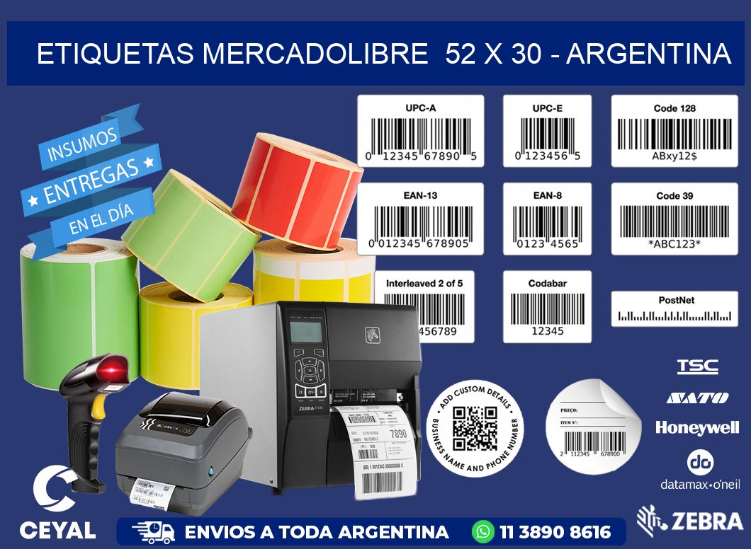 ETIQUETAS MERCADOLIBRE  52 x 30 - ARGENTINA