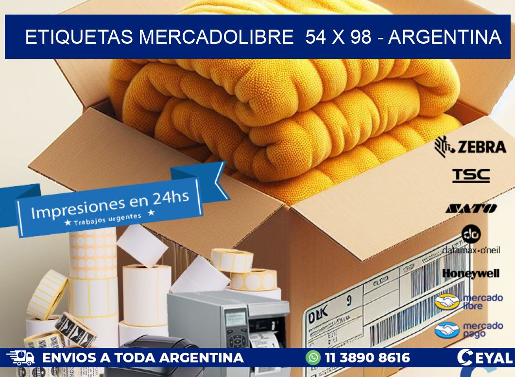 ETIQUETAS MERCADOLIBRE  54 x 98 - ARGENTINA