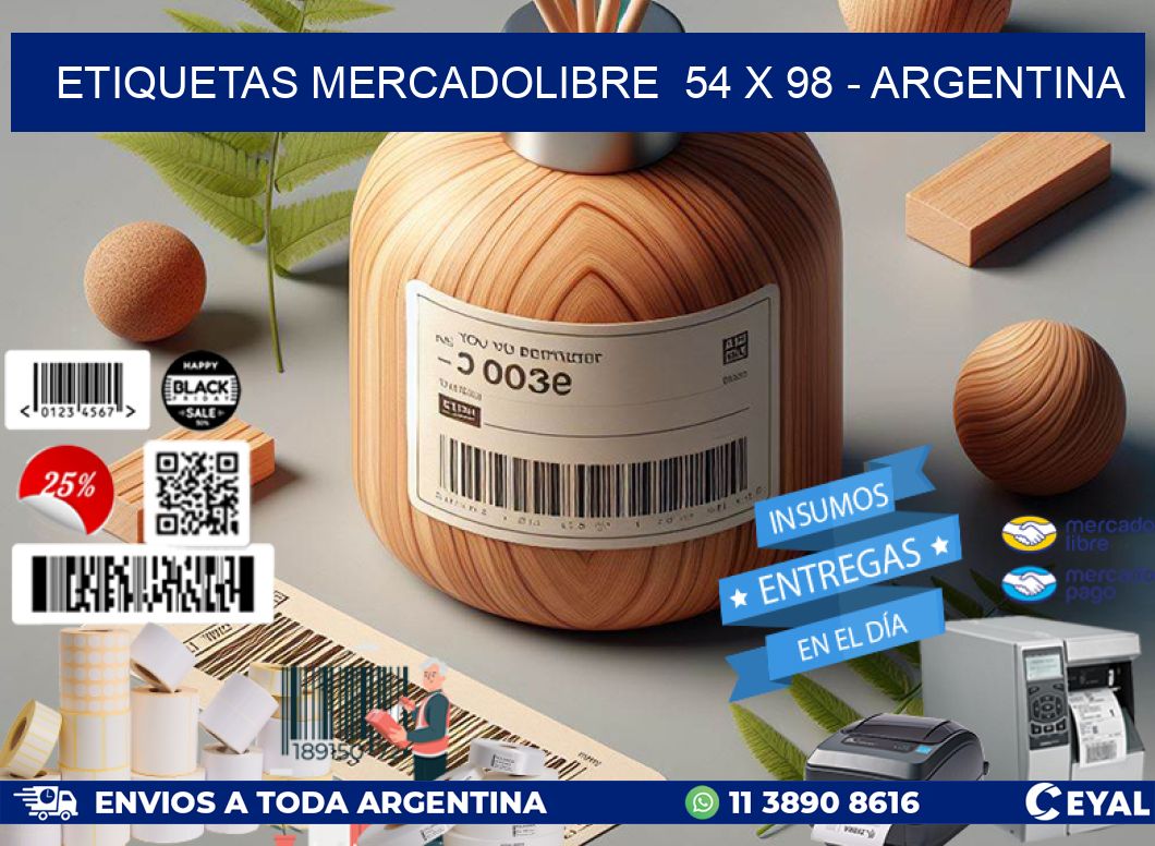 ETIQUETAS MERCADOLIBRE  54 x 98 - ARGENTINA