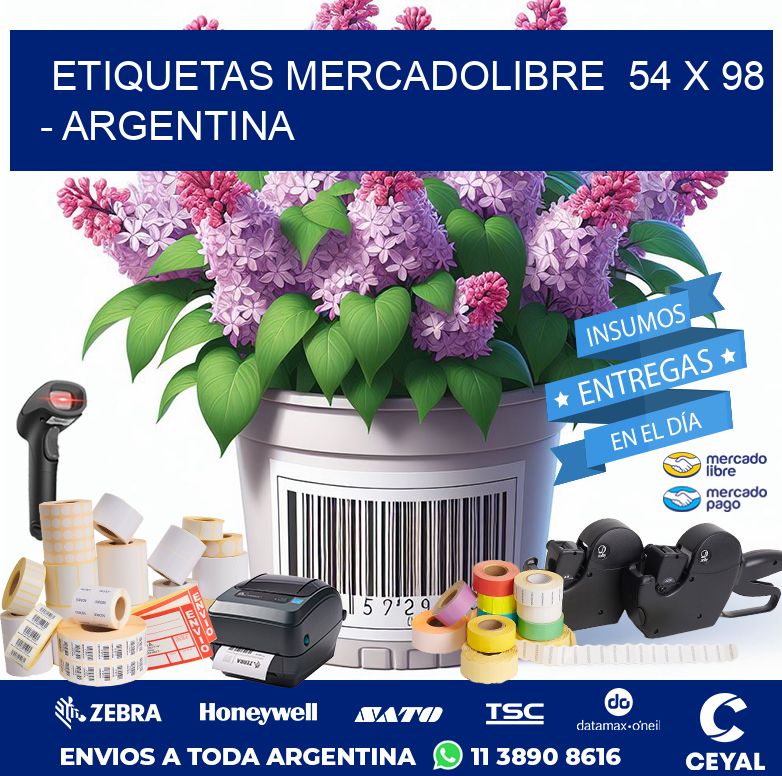 ETIQUETAS MERCADOLIBRE  54 x 98 - ARGENTINA