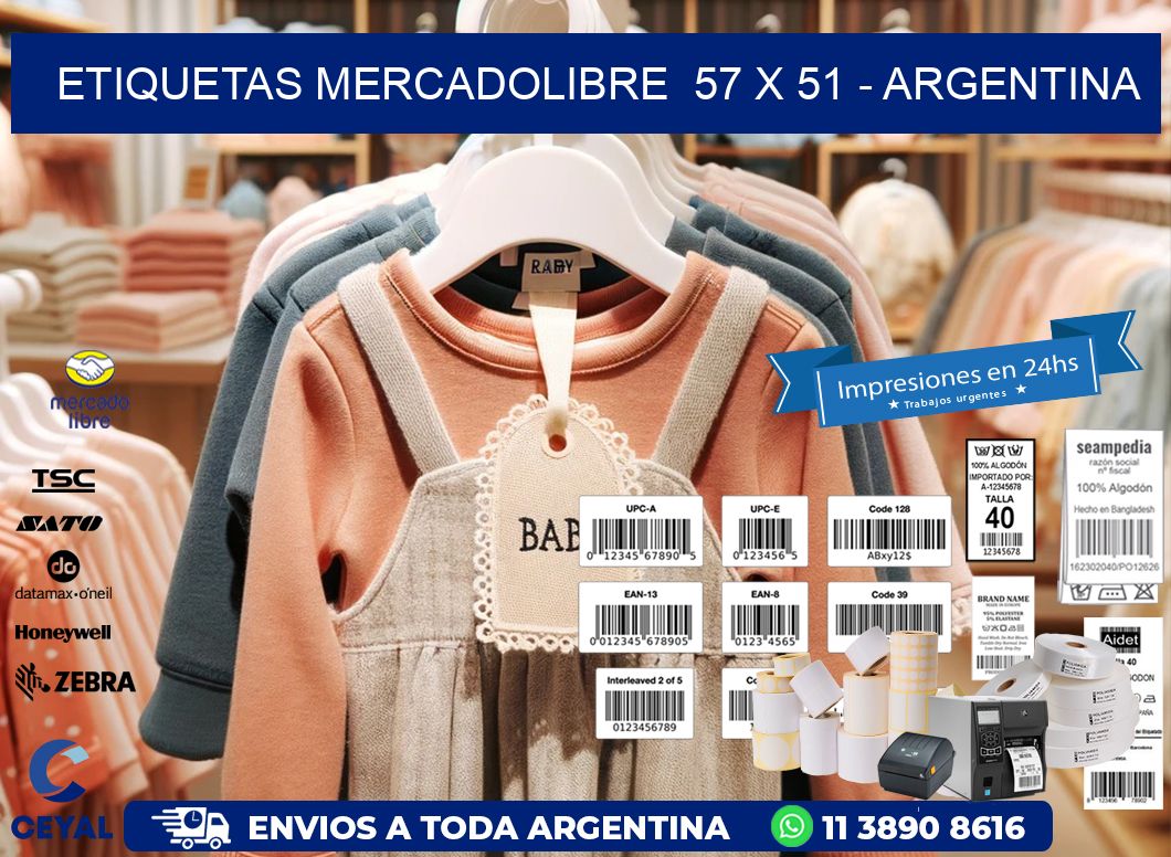 ETIQUETAS MERCADOLIBRE  57 x 51 - ARGENTINA