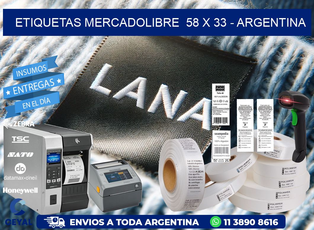 ETIQUETAS MERCADOLIBRE  58 x 33 - ARGENTINA