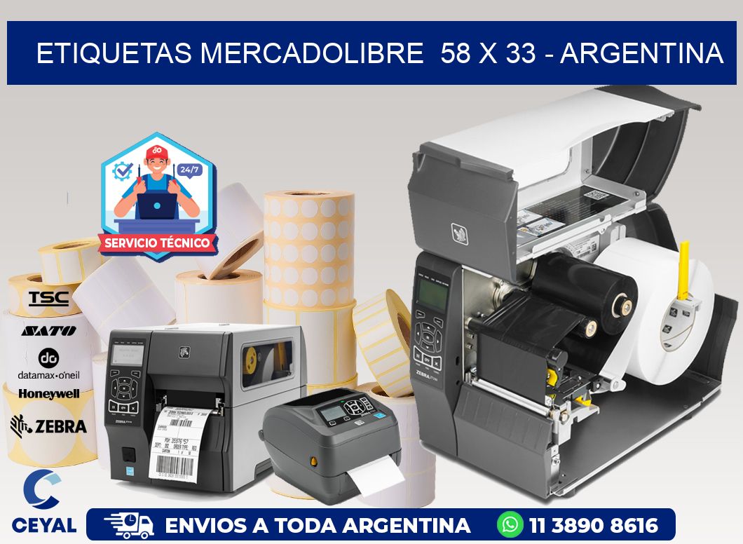 ETIQUETAS MERCADOLIBRE  58 x 33 - ARGENTINA