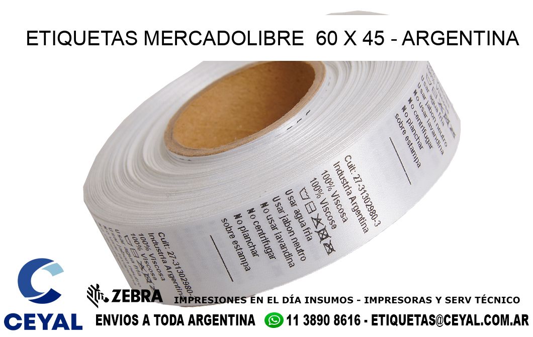 ETIQUETAS MERCADOLIBRE  60 x 45 - ARGENTINA