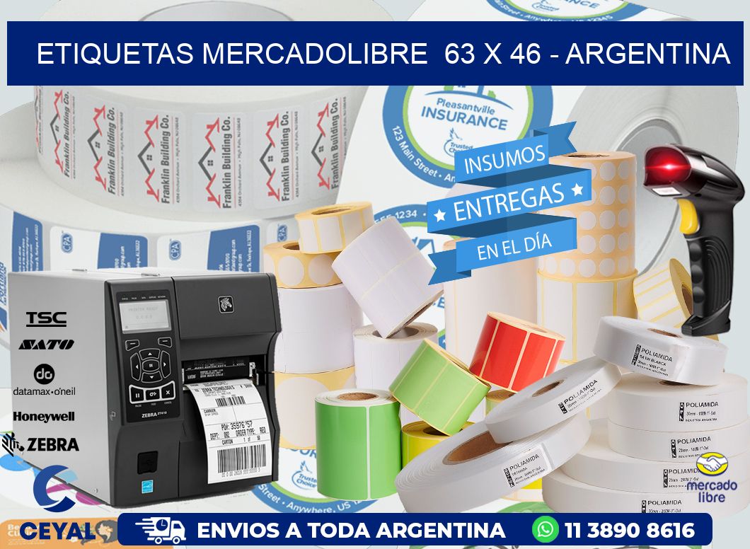 ETIQUETAS MERCADOLIBRE  63 x 46 - ARGENTINA