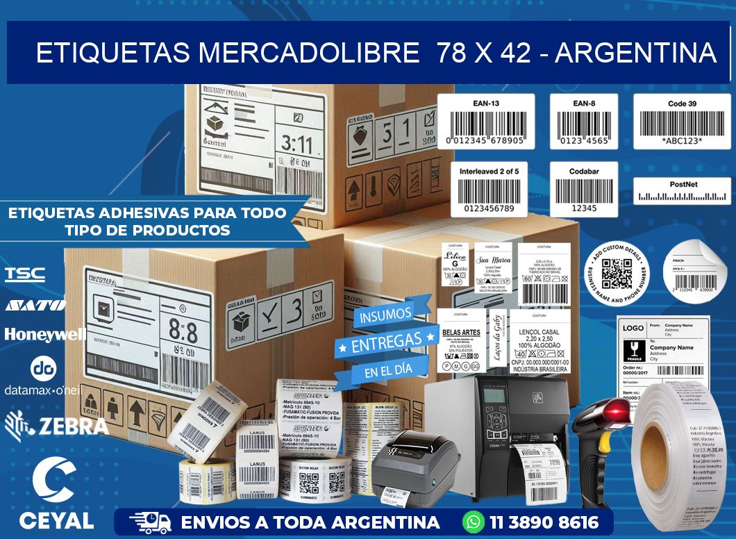 ETIQUETAS MERCADOLIBRE  78 x 42 - ARGENTINA