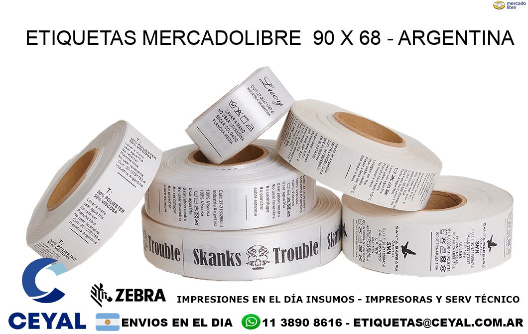 ETIQUETAS MERCADOLIBRE  90 x 68 - ARGENTINA