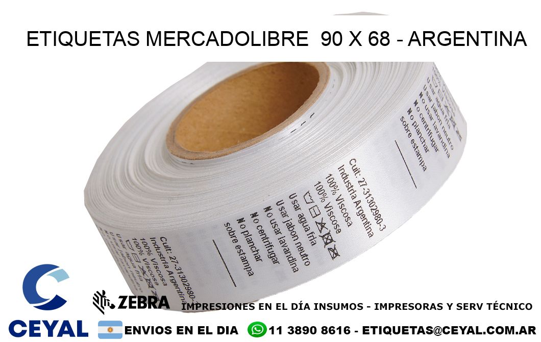 ETIQUETAS MERCADOLIBRE  90 x 68 - ARGENTINA