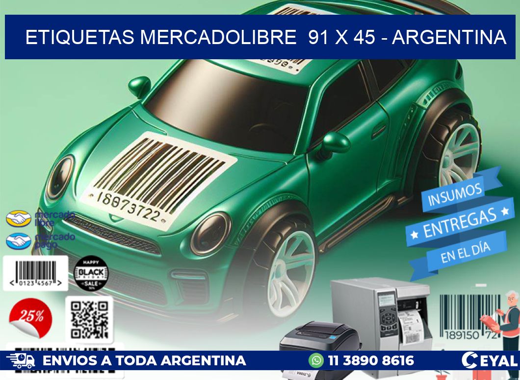 ETIQUETAS MERCADOLIBRE  91 x 45 - ARGENTINA