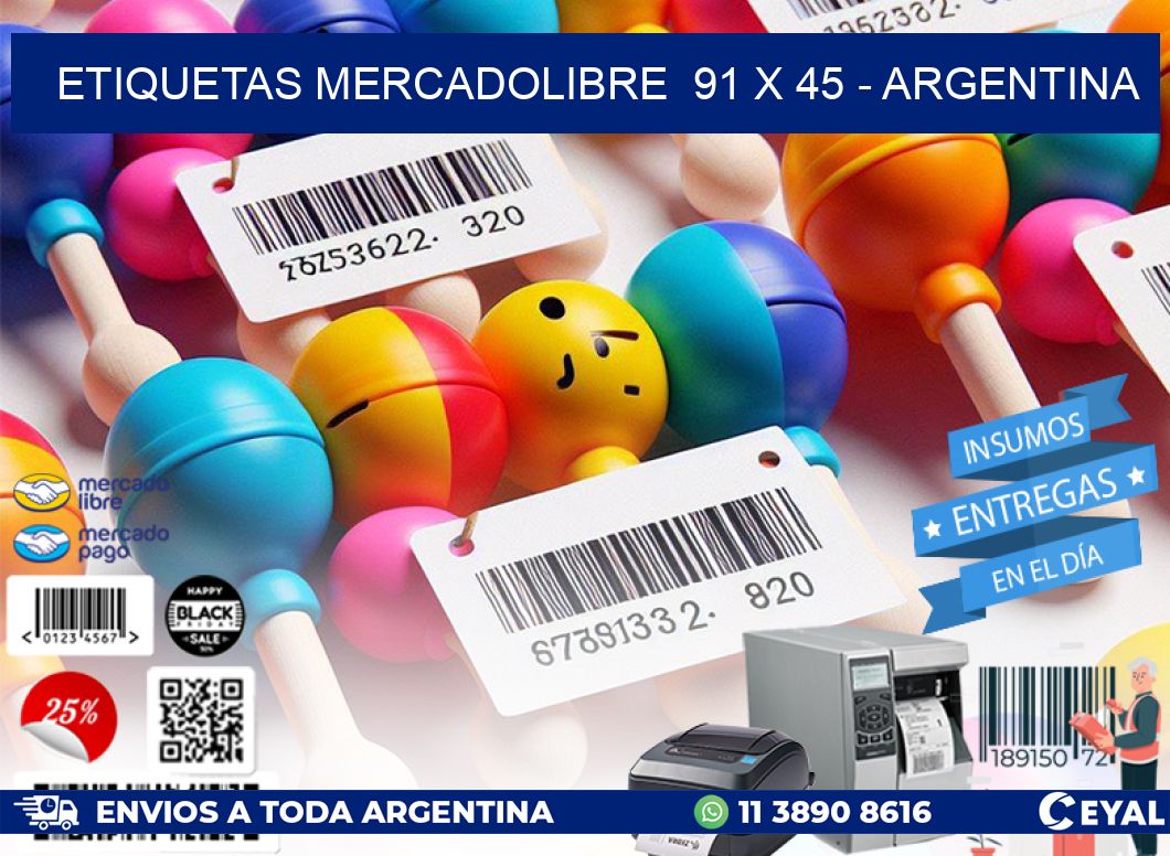 ETIQUETAS MERCADOLIBRE  91 x 45 - ARGENTINA