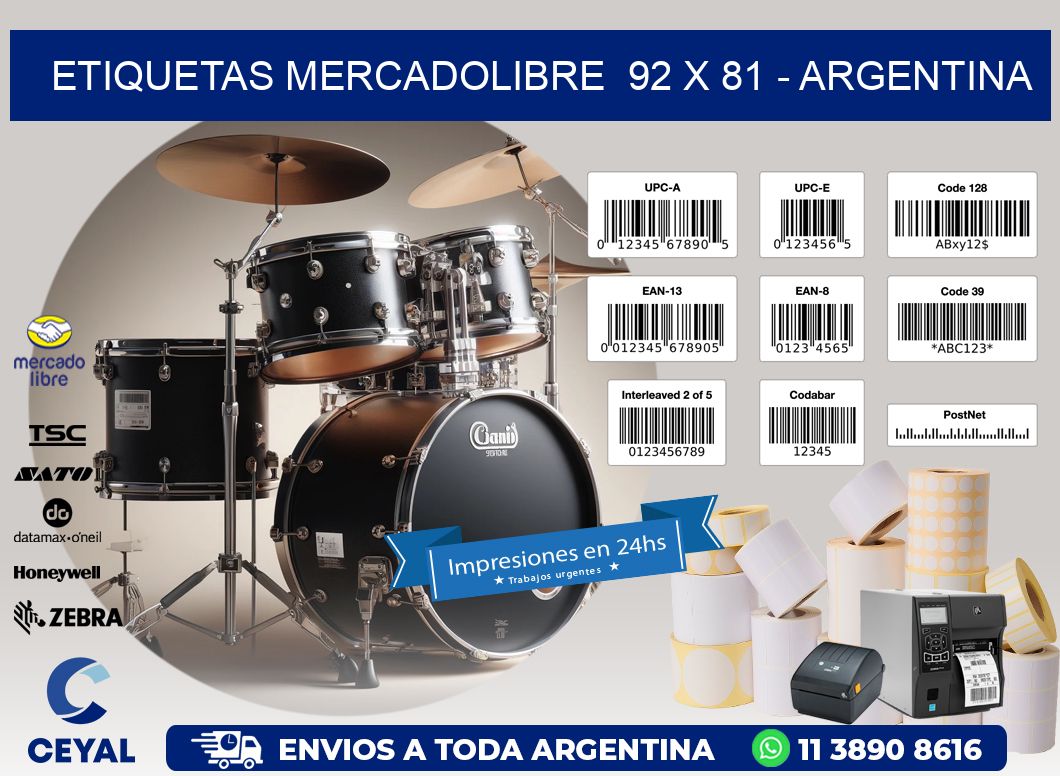 ETIQUETAS MERCADOLIBRE  92 x 81 - ARGENTINA